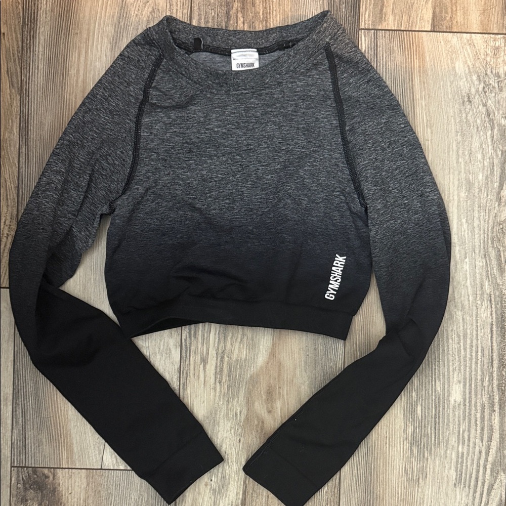Gymshark Adapt Ombré Charcoal and Black Long Sleeve Seamless Crop Top
